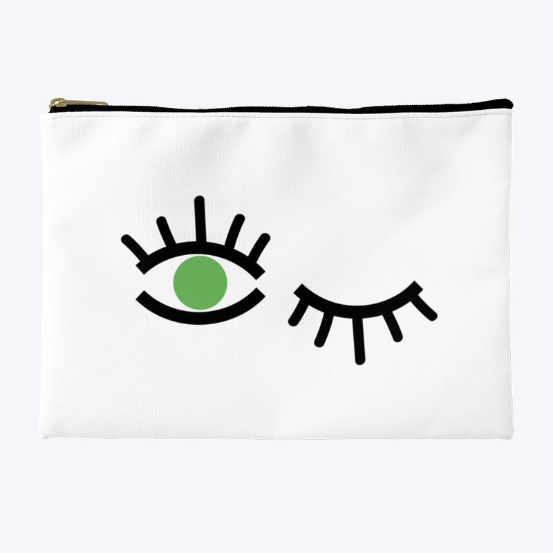 Green Winky Eye Makeup Pouch